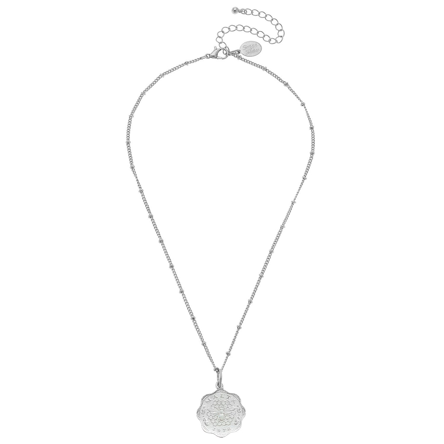 Dainty Silver Necklace in Malta Style Design