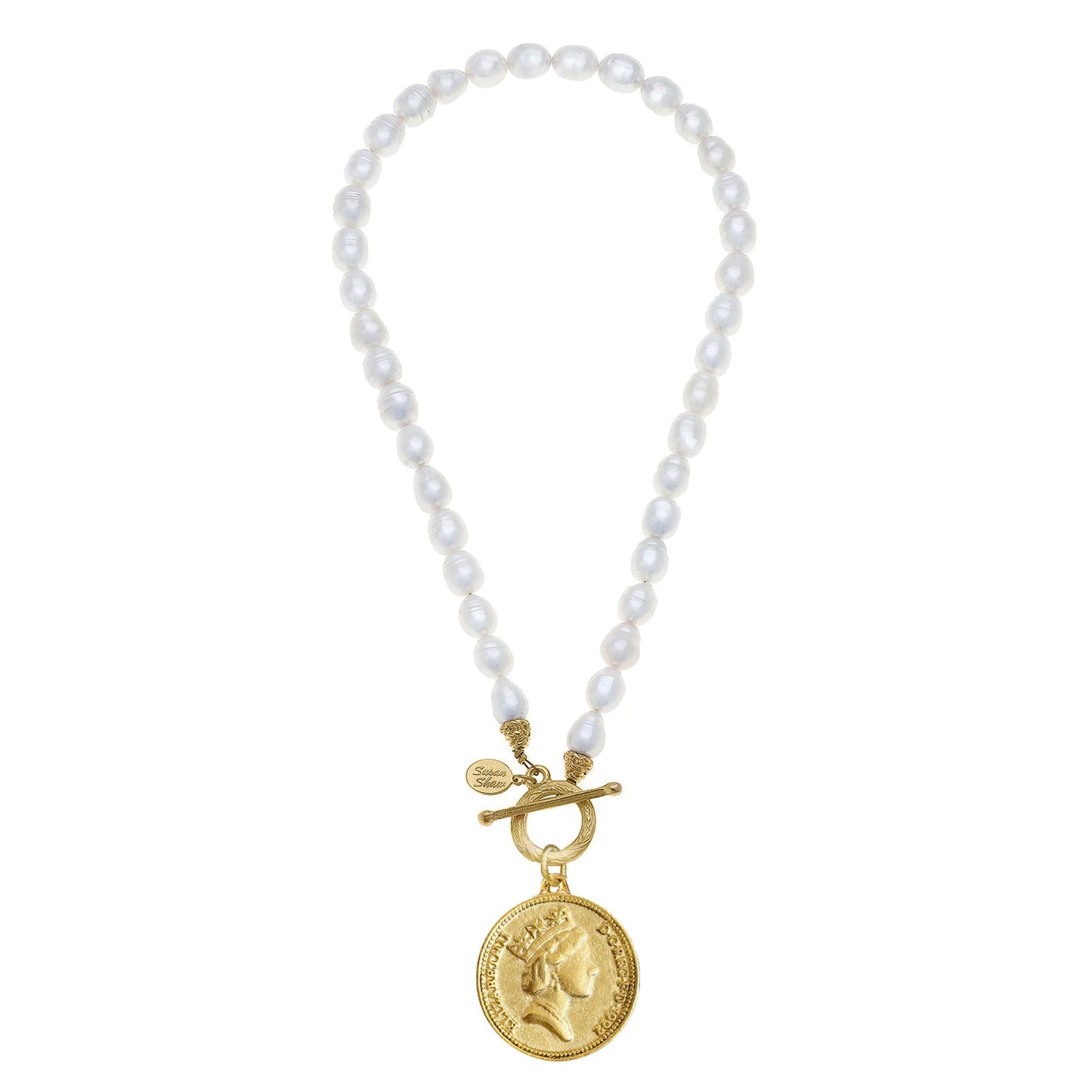 Elizabeth Coin Style Necklace in Silver