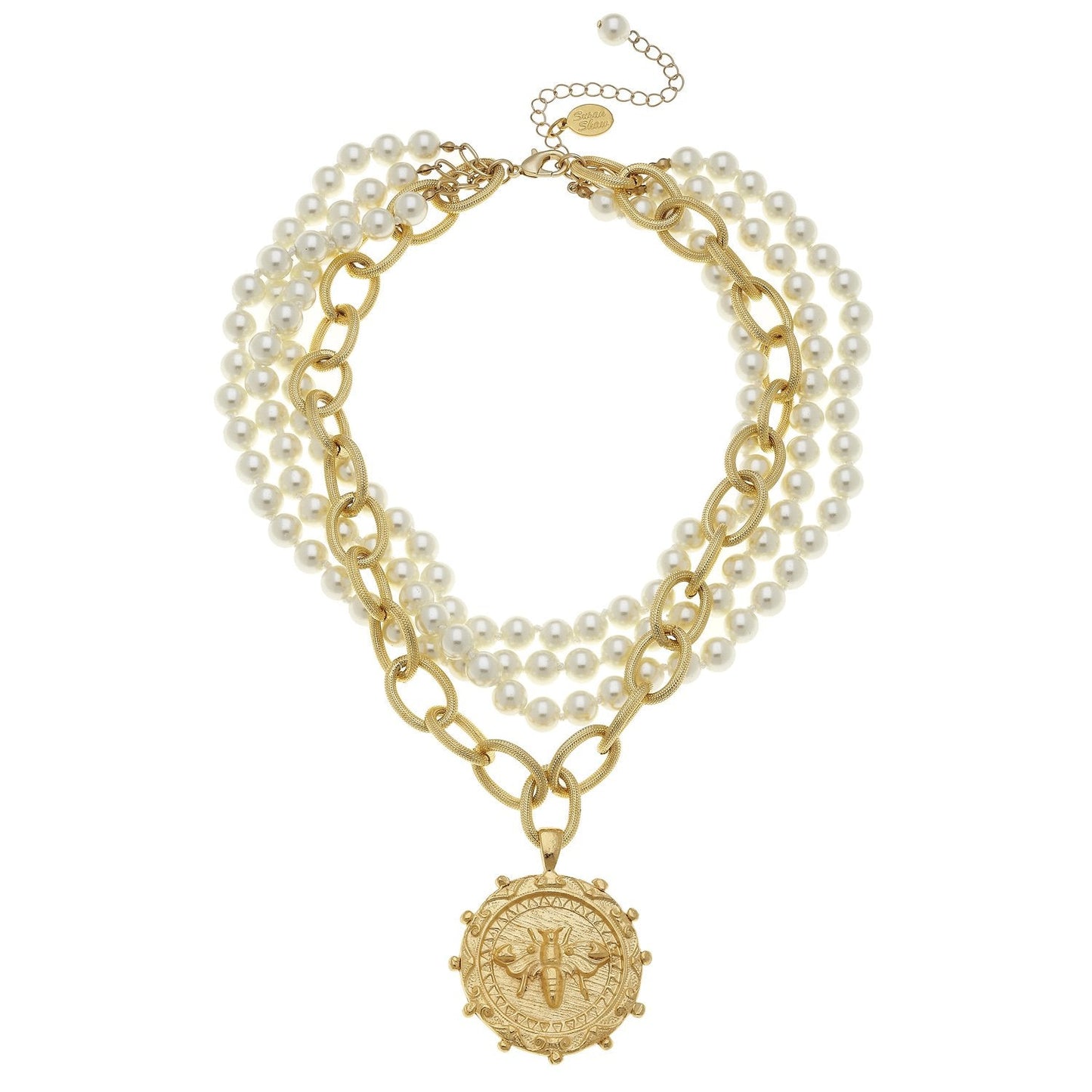 Multi-Strand Pearl Pendant Necklace for Women