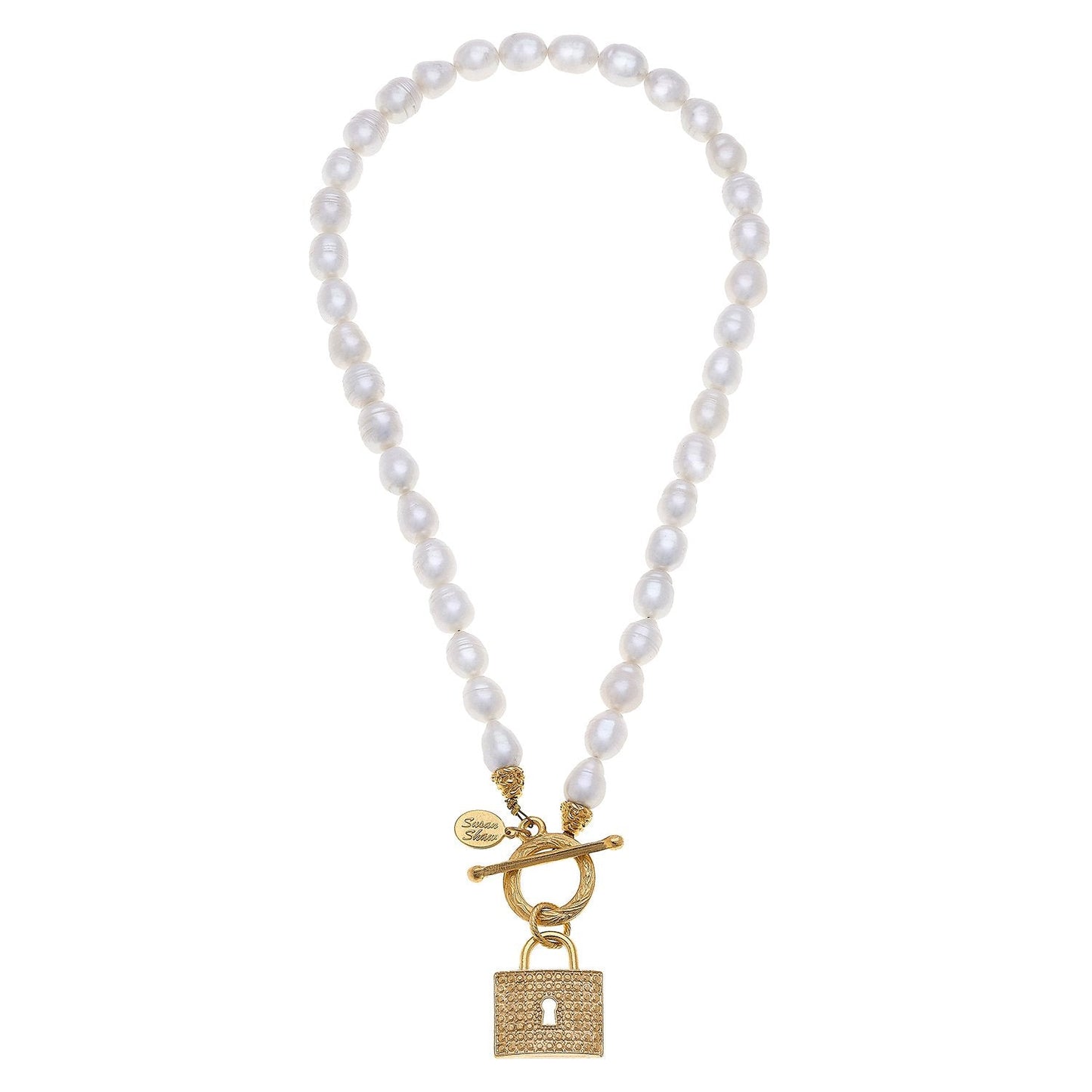 Pearl Necklace with Lock Toggle Design