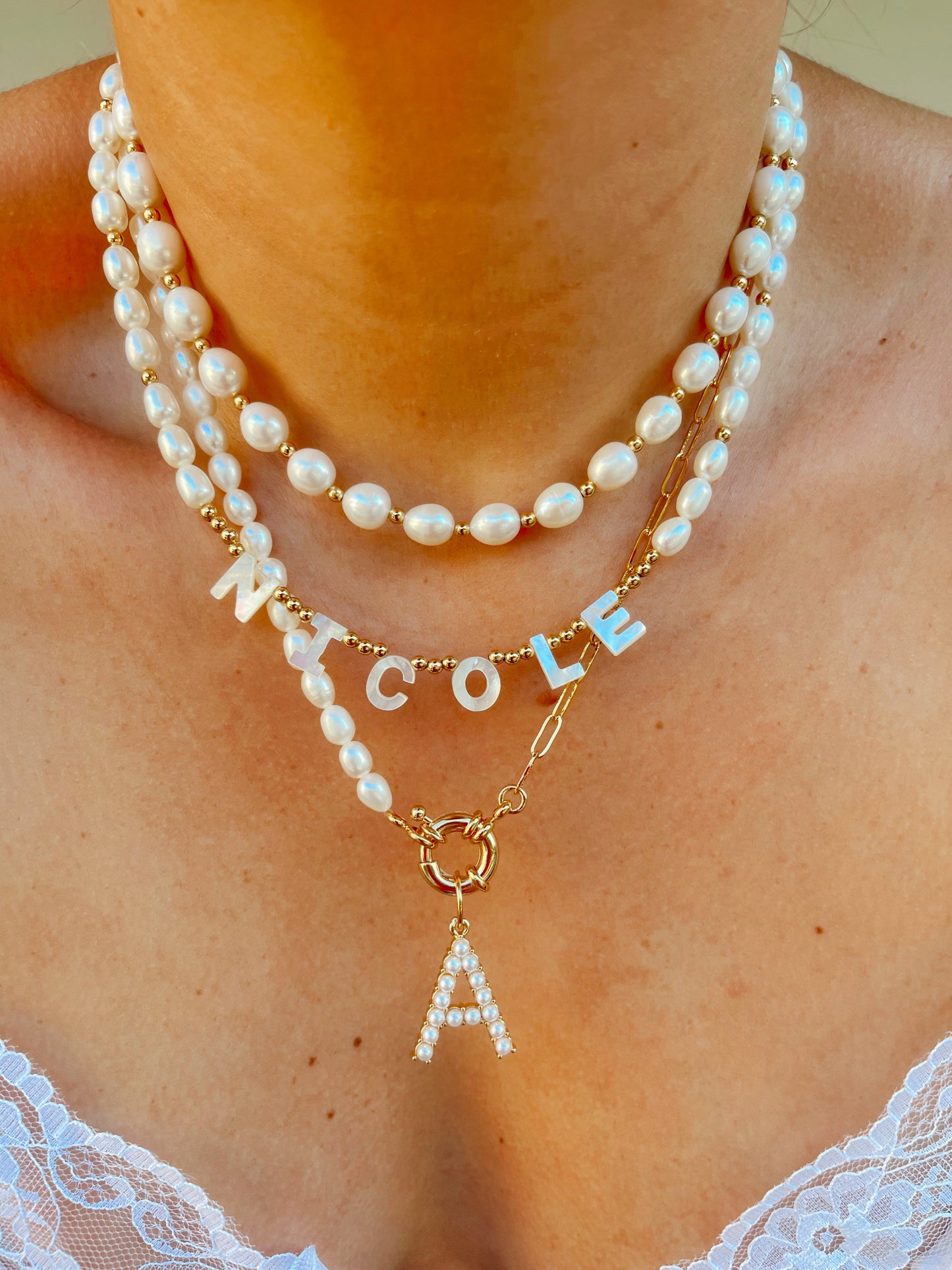 Personalized Pearl Initial Necklace Design