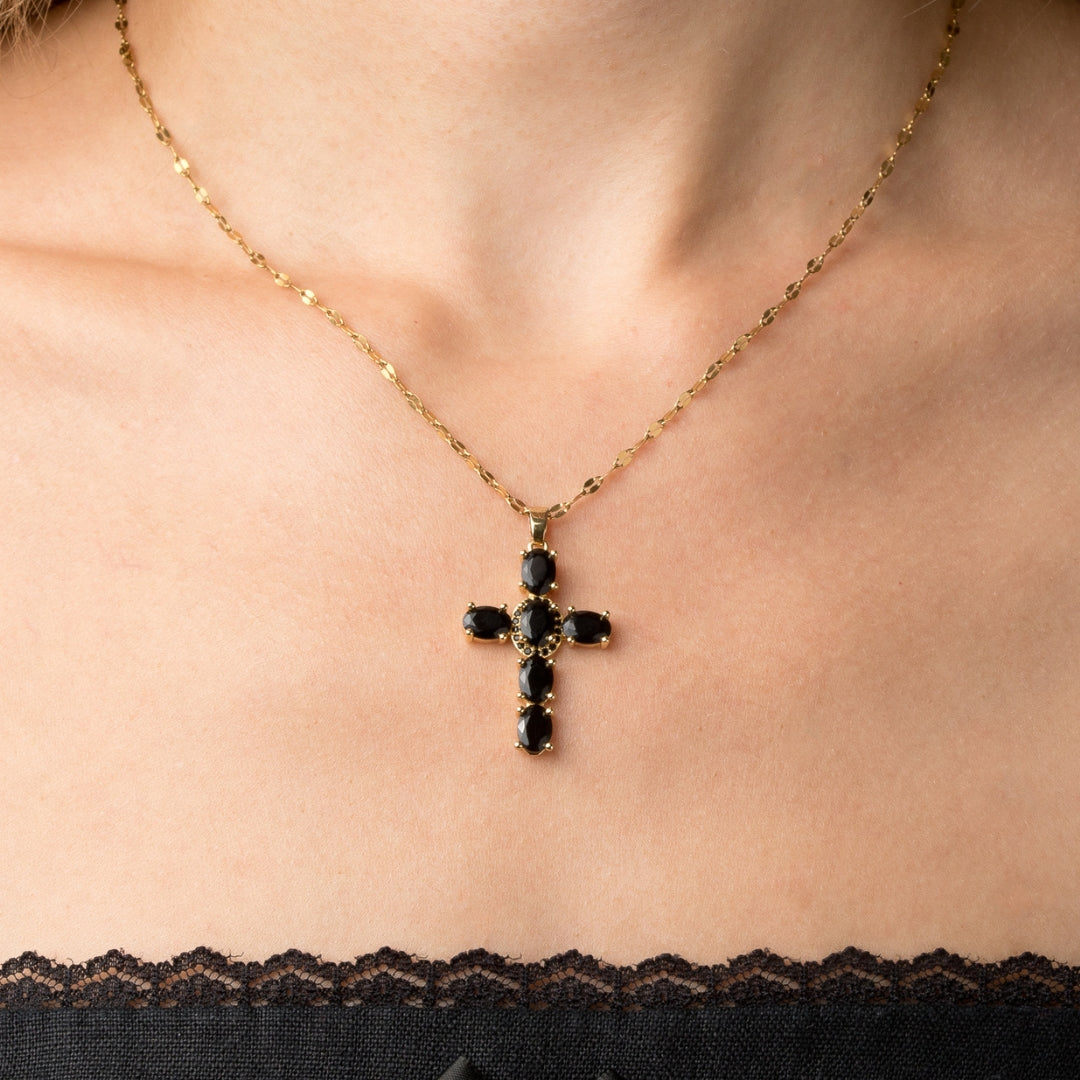 Black Cross Necklace in Elegant Design