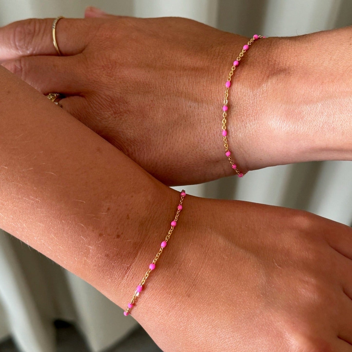 Pink Daisy Bracelets for Mom and Child