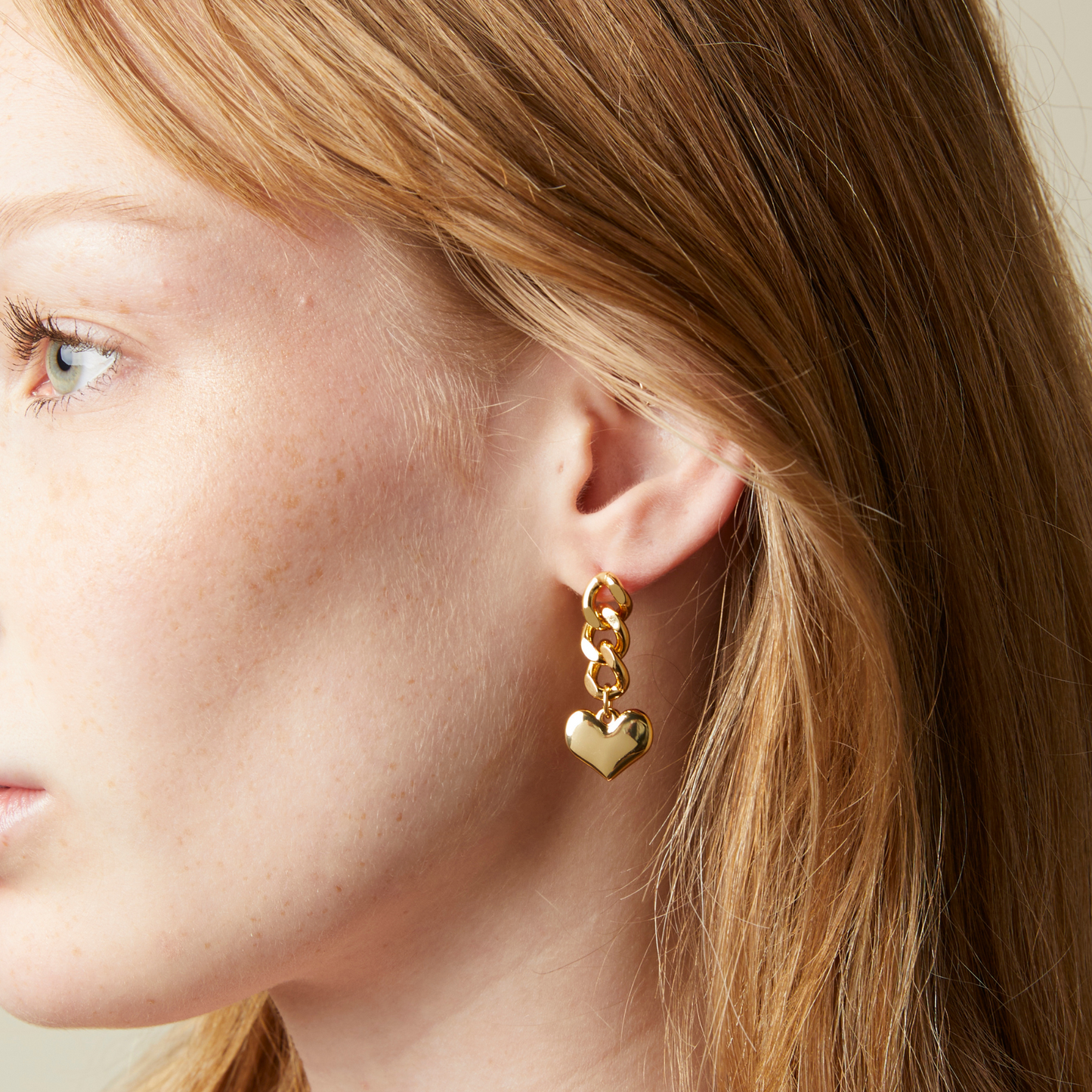 Heart Shaped Chain Earrings in Silver