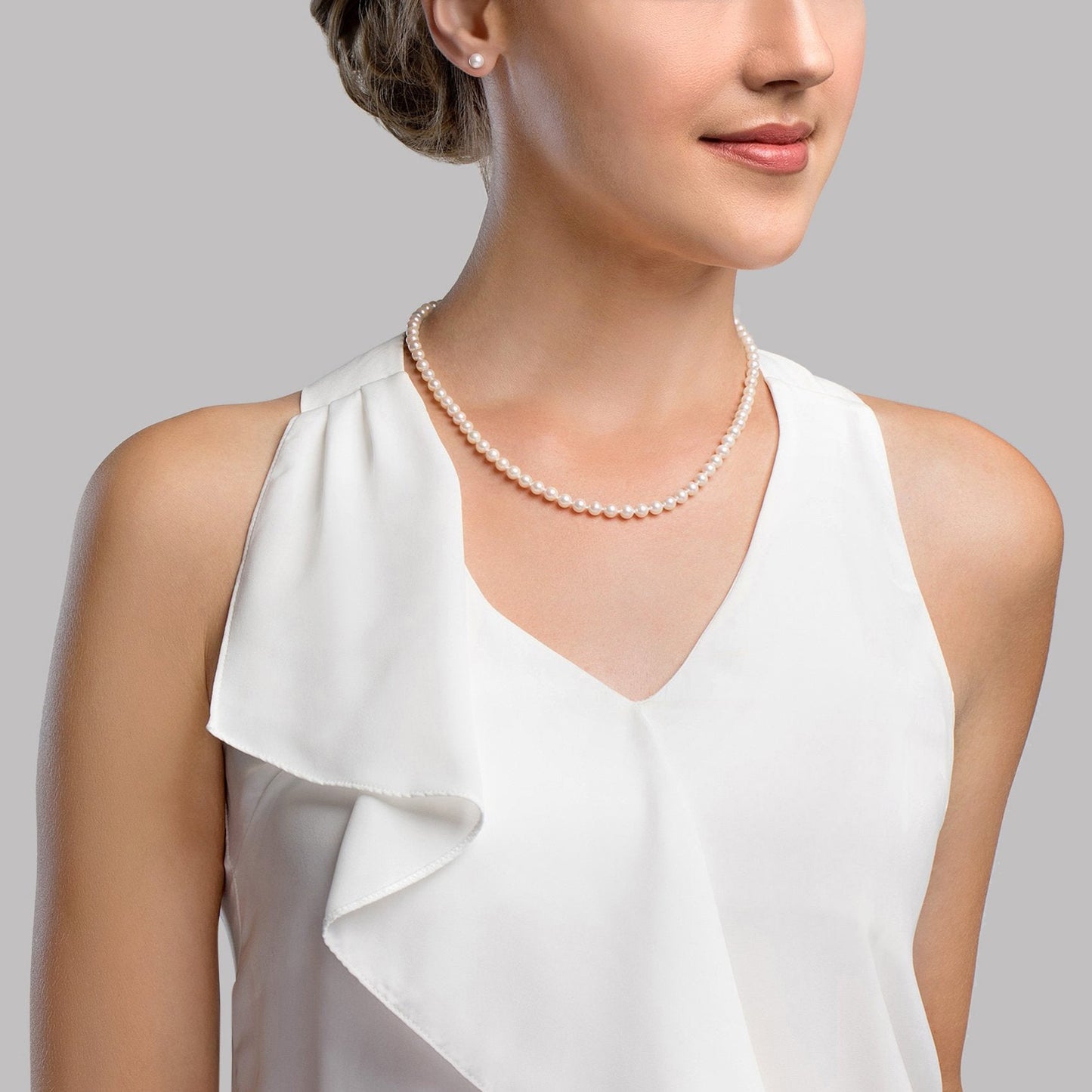 White Graduated Pearl Necklace 5.0-7.0mm