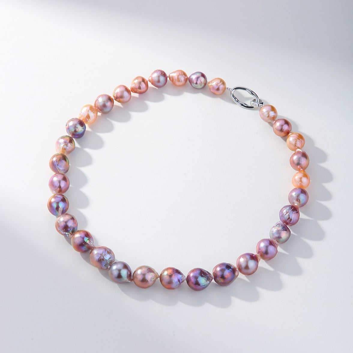 Baroque Pearl Necklace and Bracelet in Pink-Purple