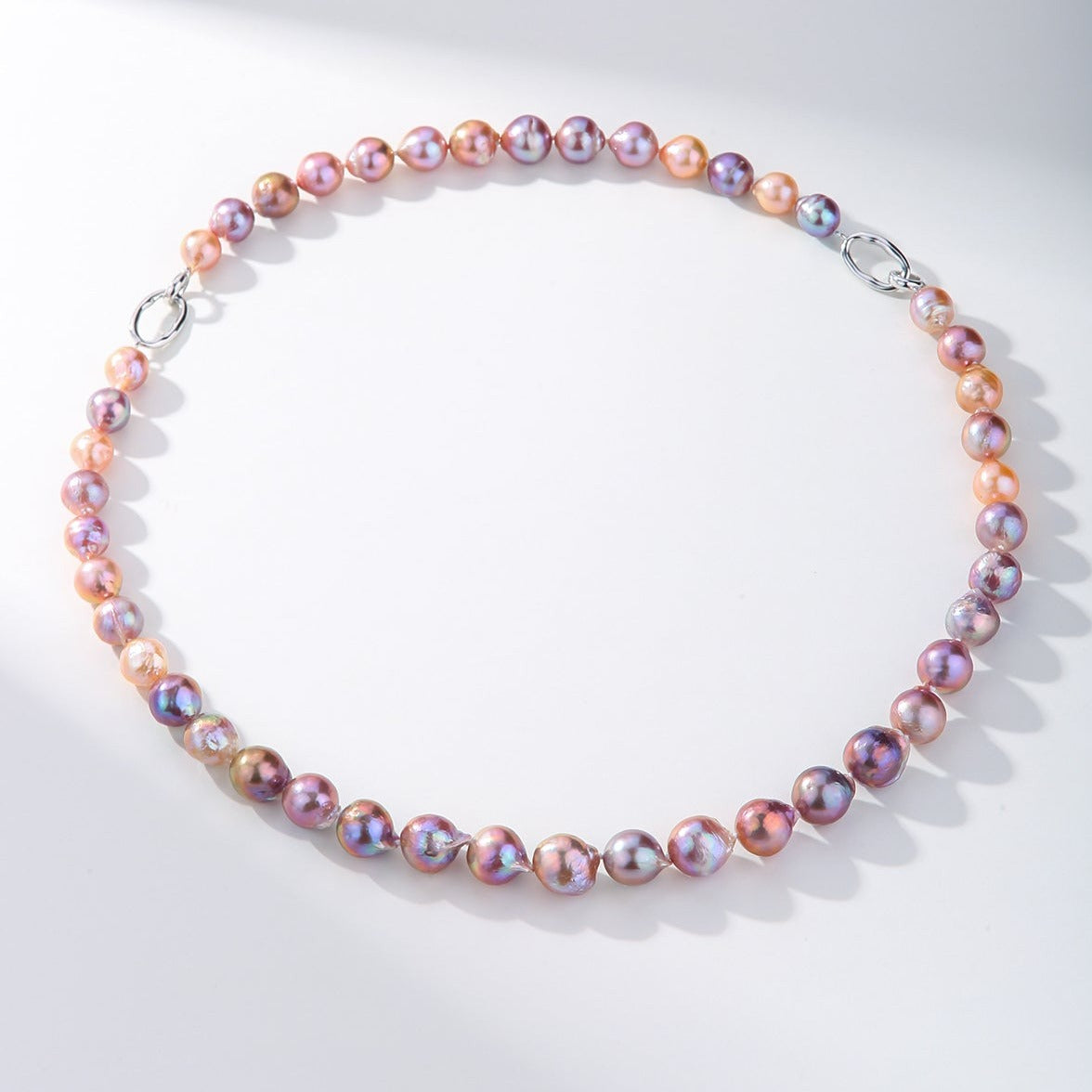 Baroque Pearl Necklace and Bracelet in Pink-Purple