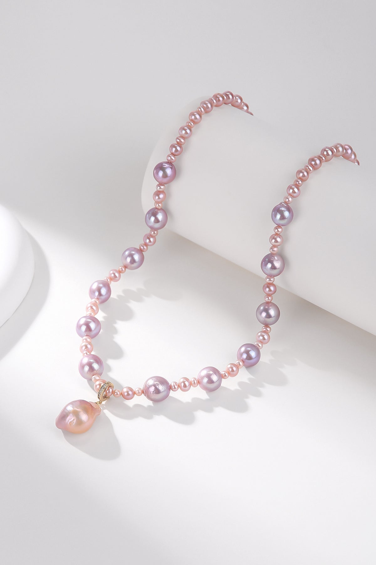 Stunning Pink Purple Baroque Pearl Necklace