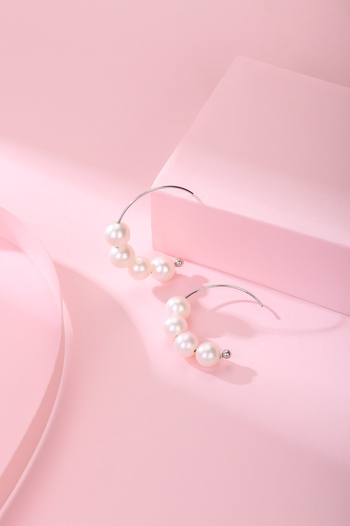 Freshwater Pearl Hoop Earrings in White