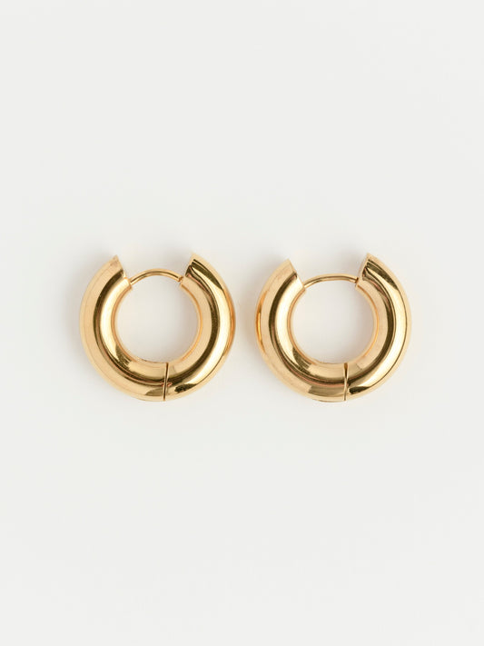 Gold Round Huggie Earrings in Stylish Design