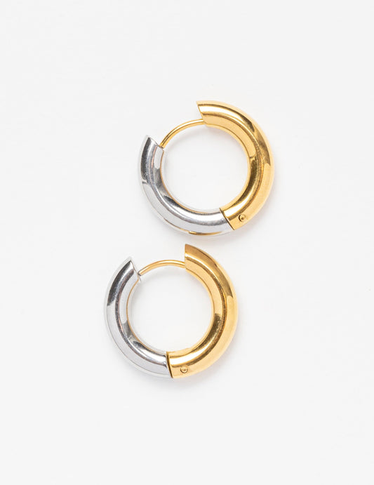 Stylish Two Tone Hoop Earrings