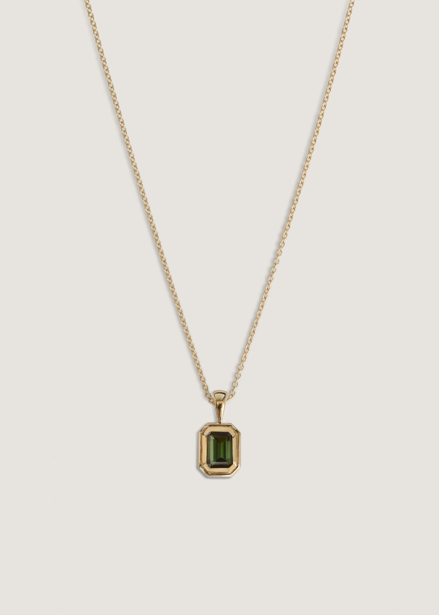 Emerald Cut Green Tourmaline Pendant Necklace 2