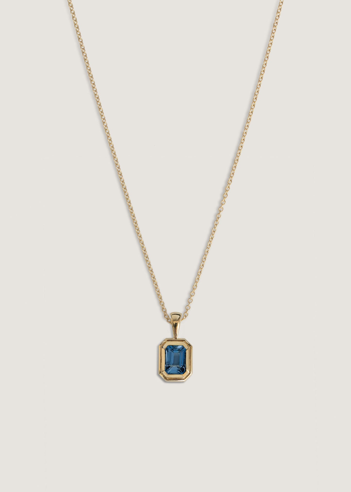 Emerald Cut Pendant with Blue Sapphire Stone