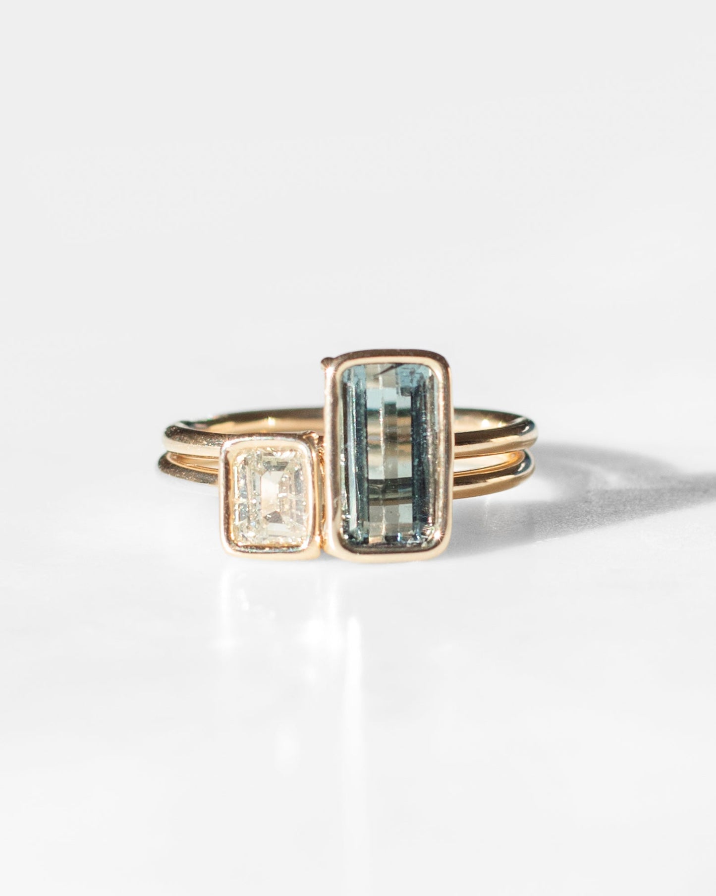 14K Tourmaline and Diamond Toi et Moi Rings