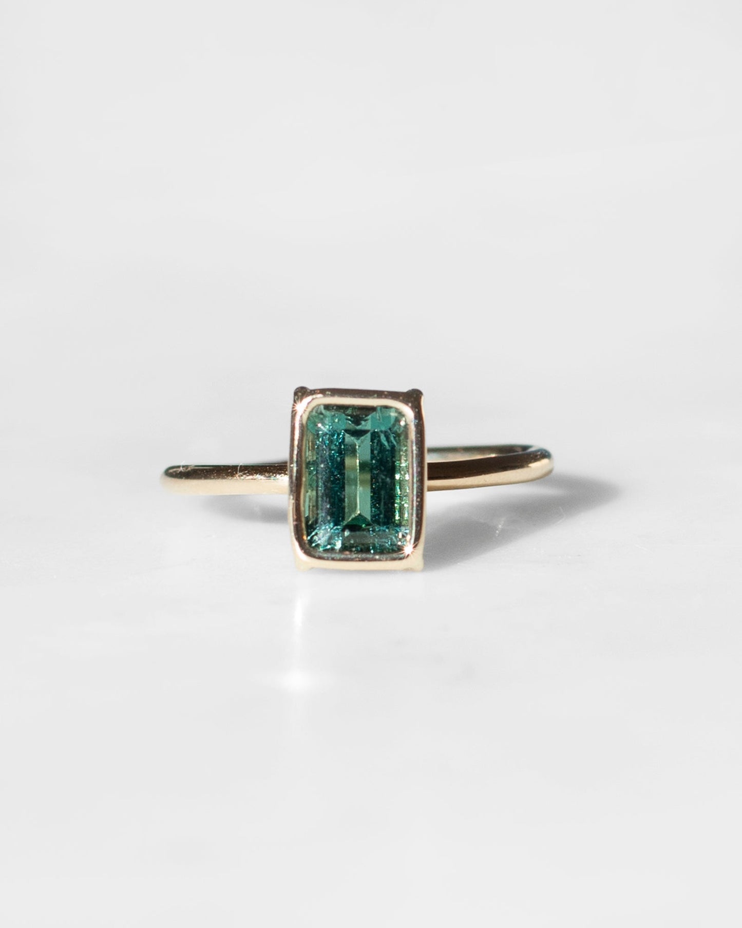 14K Green Tourmaline and Diamond Floating Rings