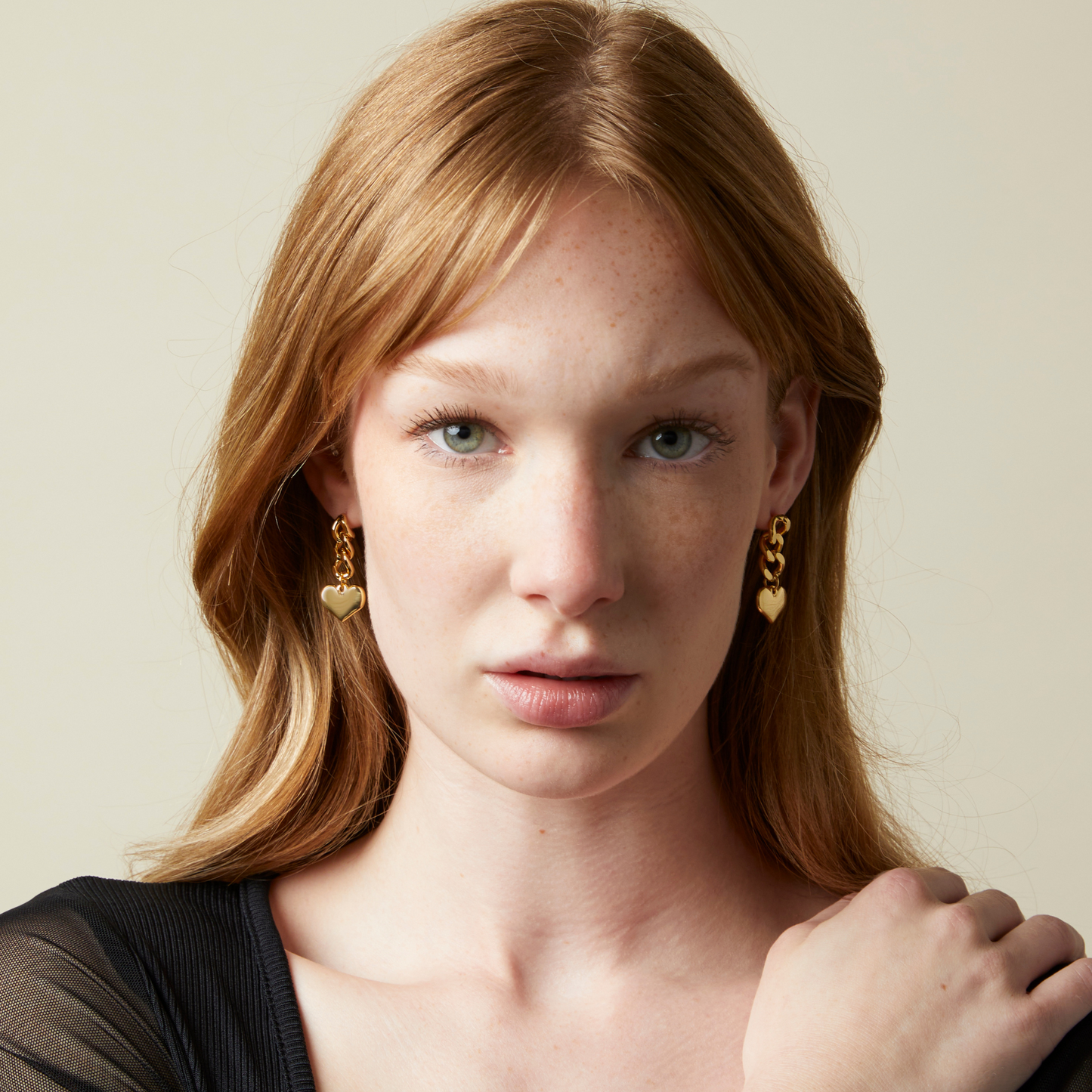 Heart Shaped Chain Earrings in Silver