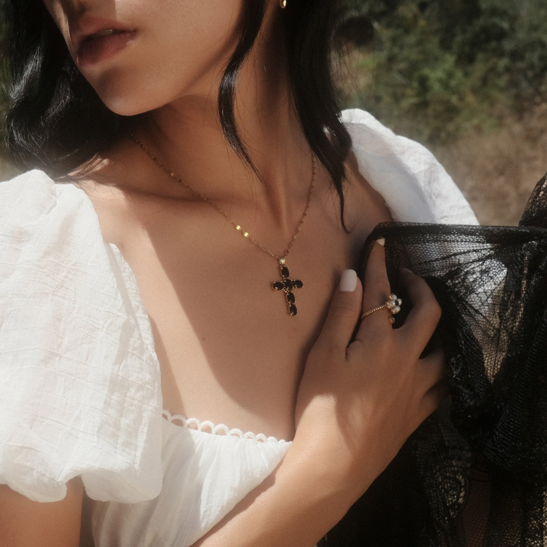 Black Cross Necklace in Elegant Design