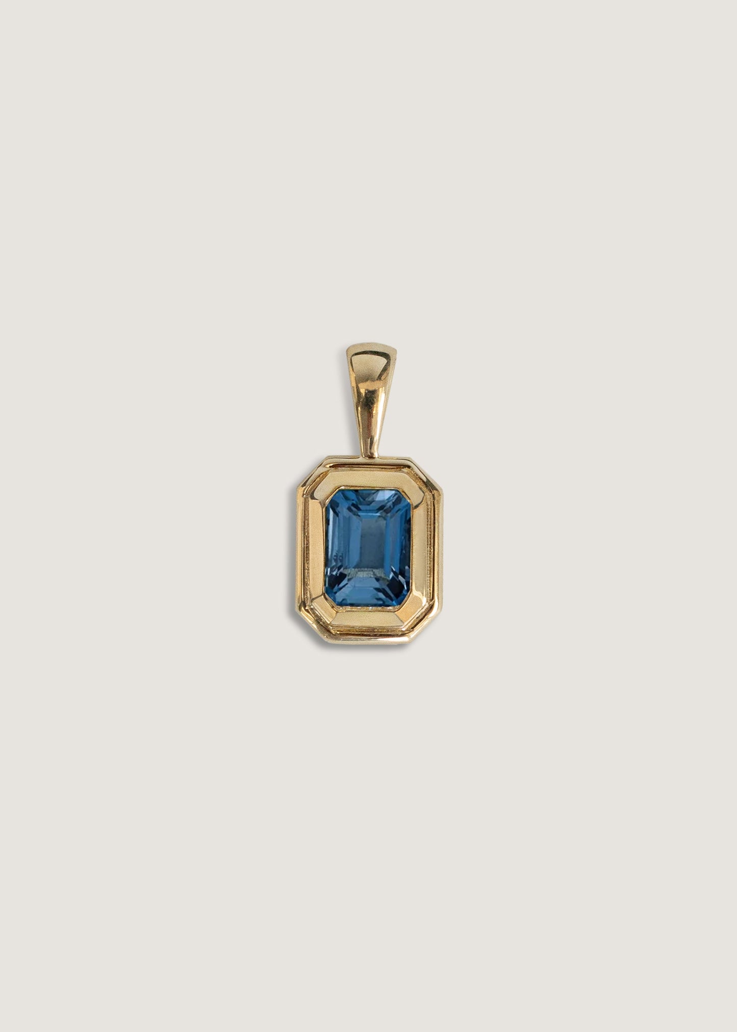 Emerald Cut Pendant with Blue Sapphire Stone