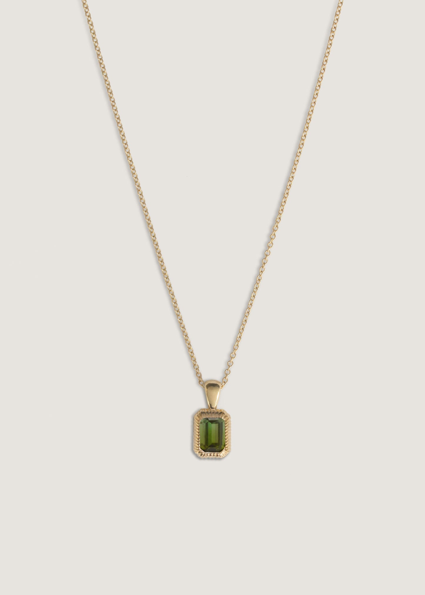 Emerald Cut Green Tourmaline Pendant Necklace 1