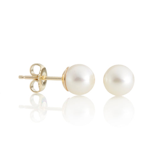 Elegant 5mm White Pearl Stud Earrings