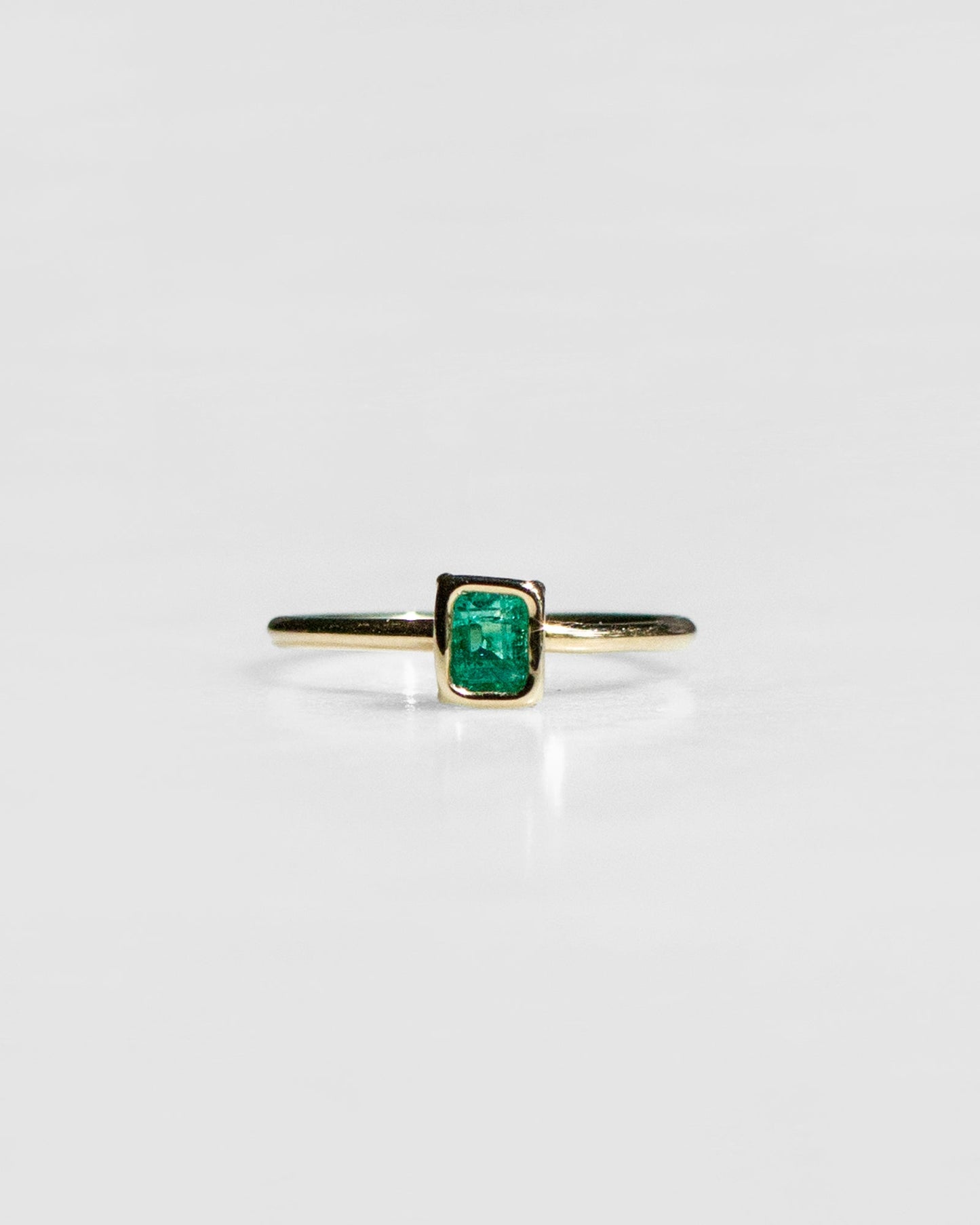 14K Floating Diamond and Emerald Toi et Moi Rings