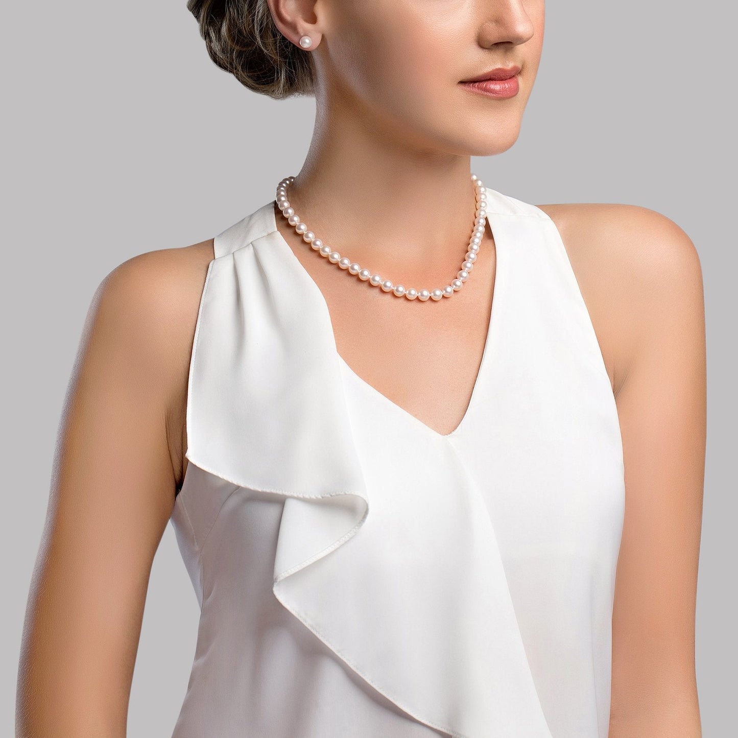 White Akoya Pearl Necklace in AA Plus Quality 1