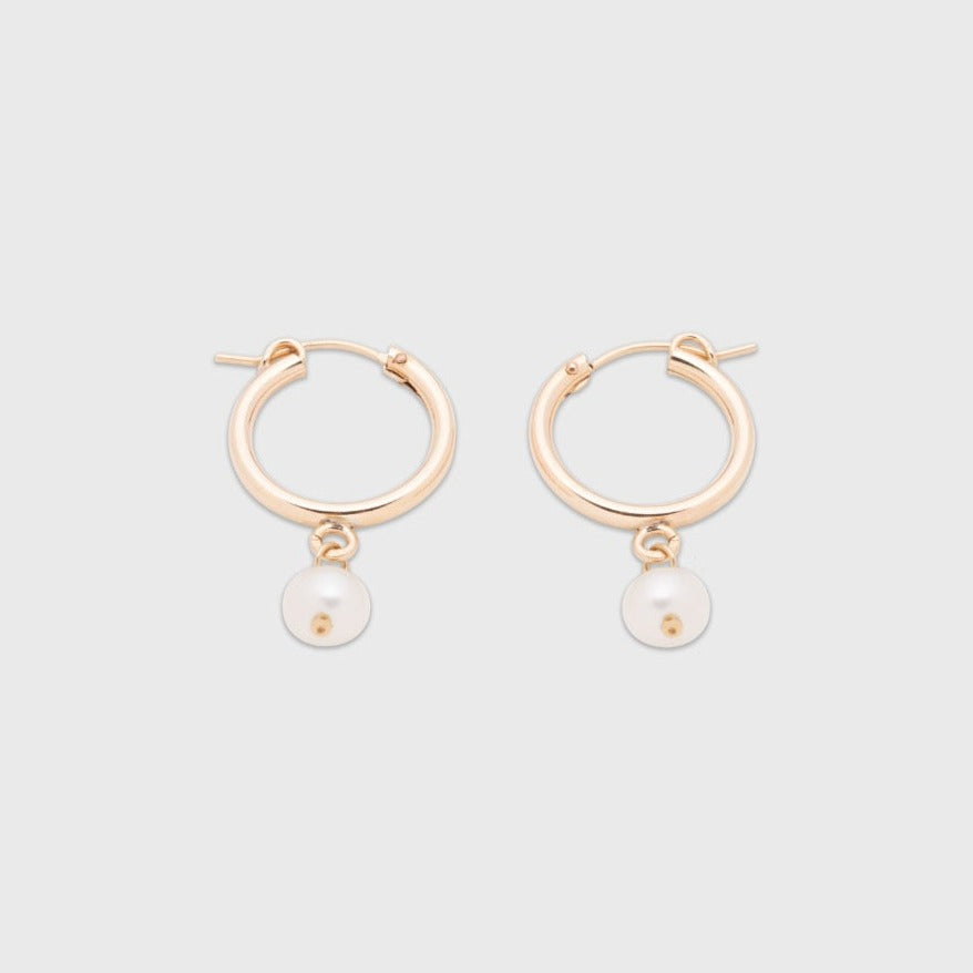 Elegant Pearl Hoop Earrings 19mm Size