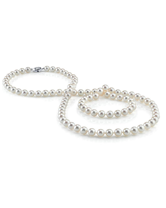 White Akoya Pearl Necklace Opera Length 7.5-8.0mm