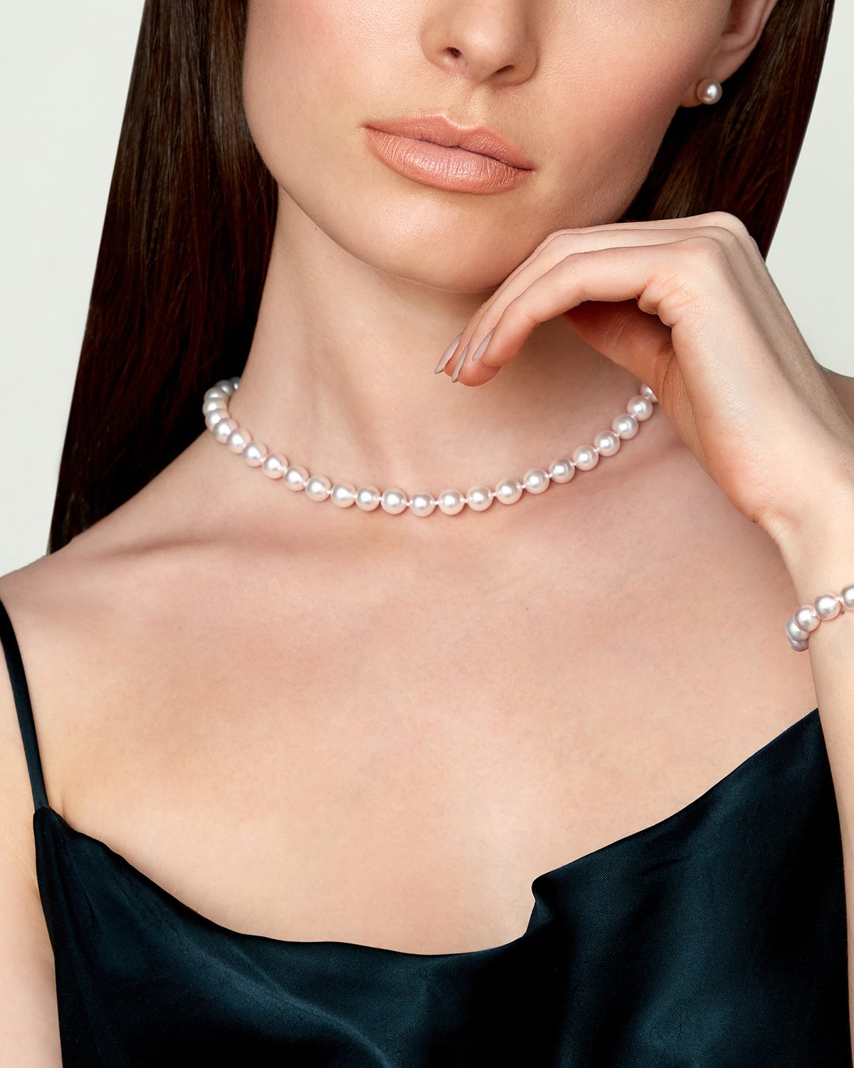 White Akoya Pearl Necklace 8.0 to 8.5mm AA Quality