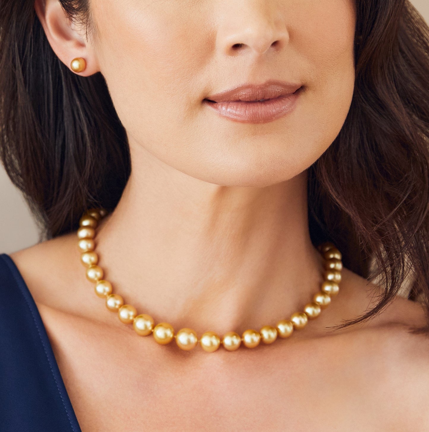 Luxury Golden South Sea Pearl Necklace 12-15mm