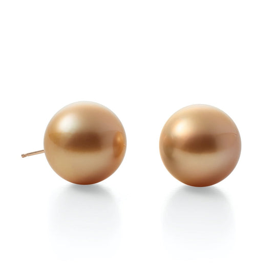 Golden South Sea Pearl Earrings 12.5mm Size