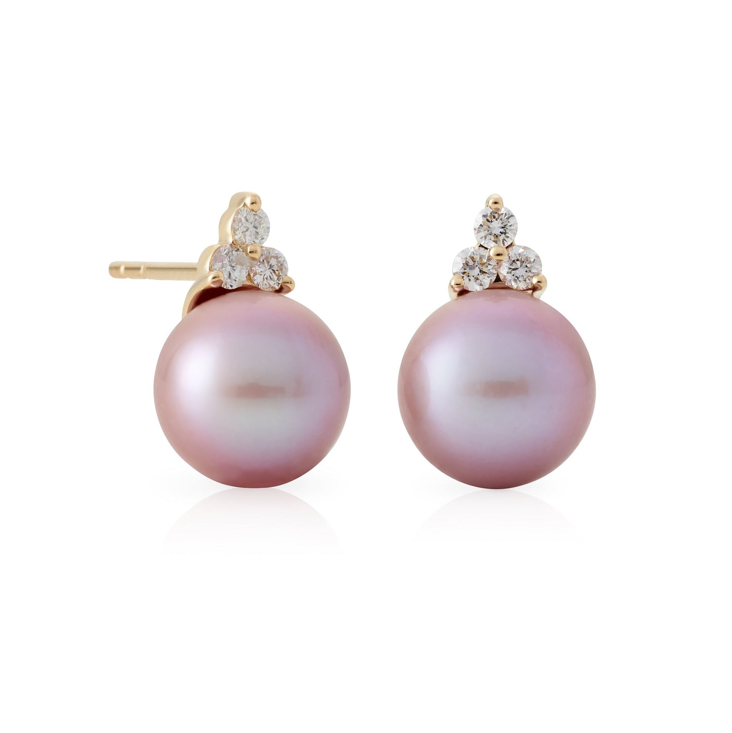 Pink Pearl and Diamond Earrings in Classic Design