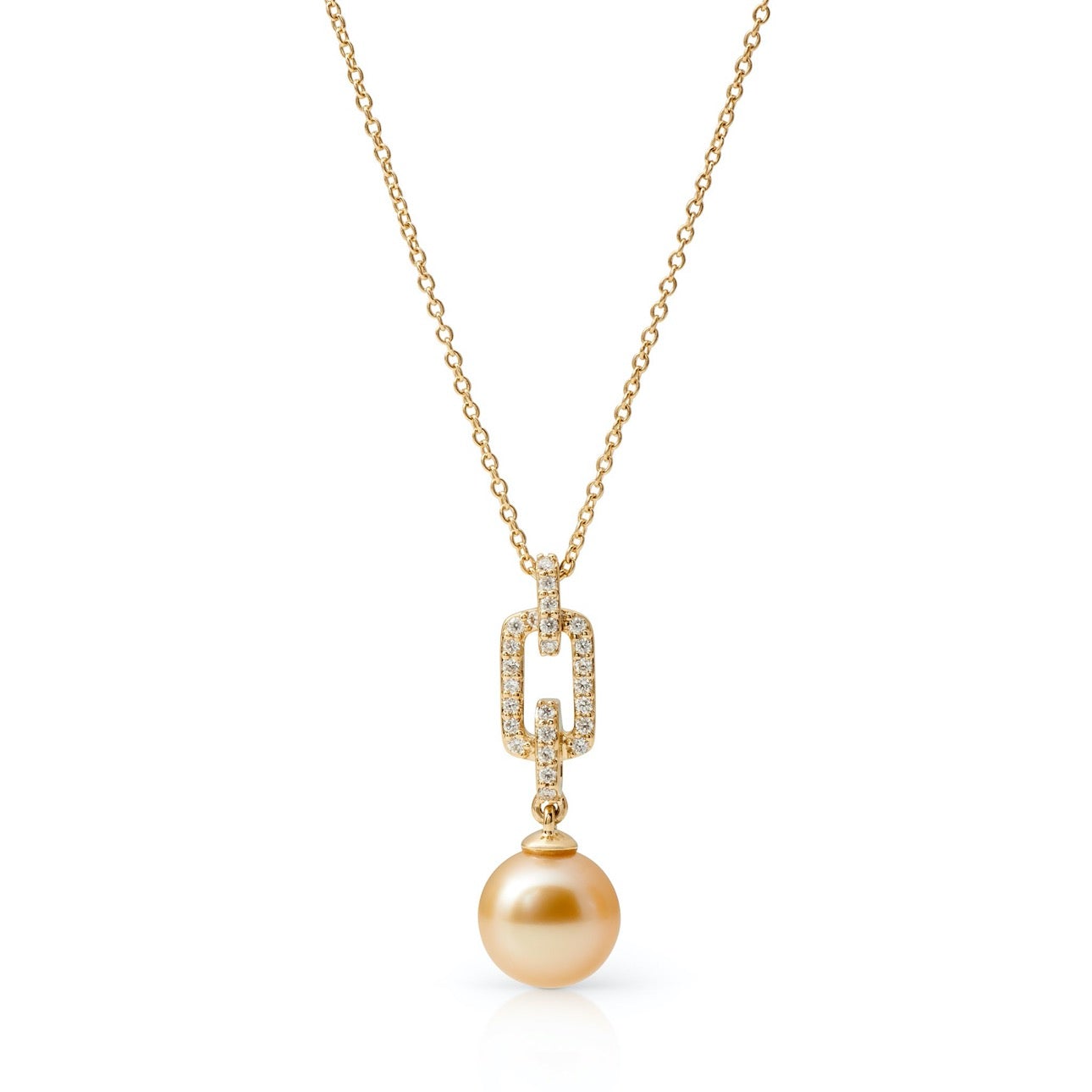 Golden South Sea Pearl and Diamond Pendant Necklace