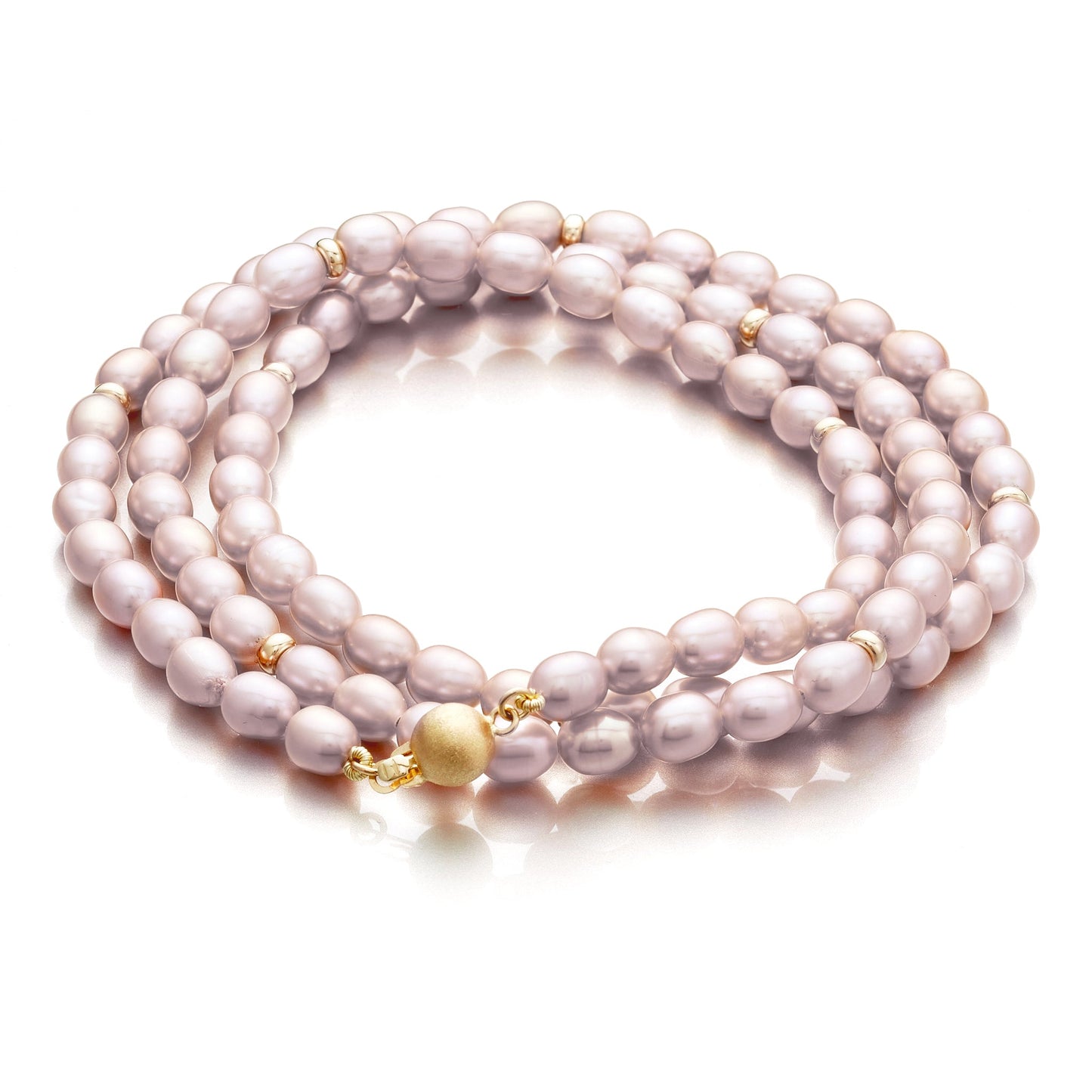 Pink Pearl and Gold Wrap Bracelet for Women