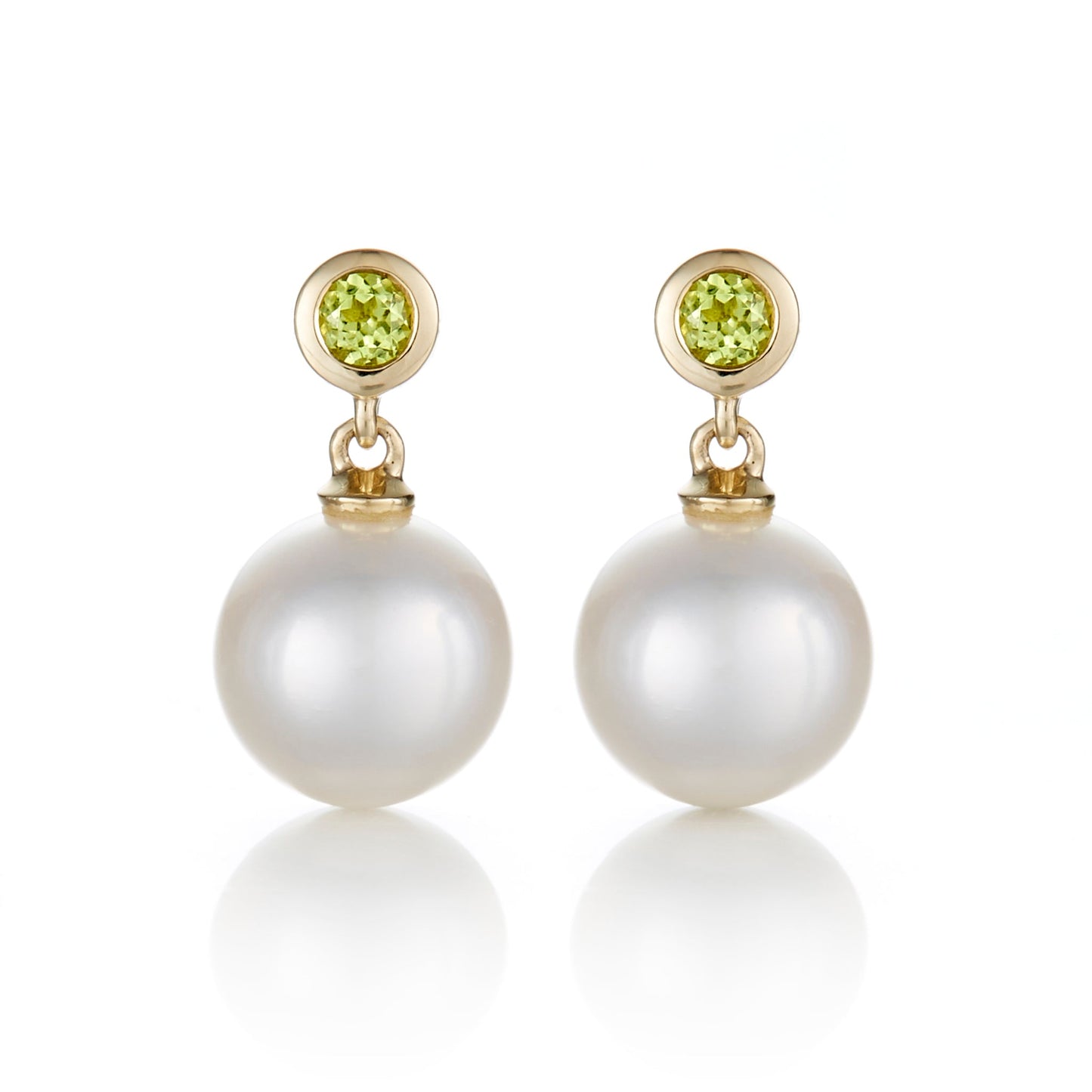 Peridot and White Pearl Drop Earrings