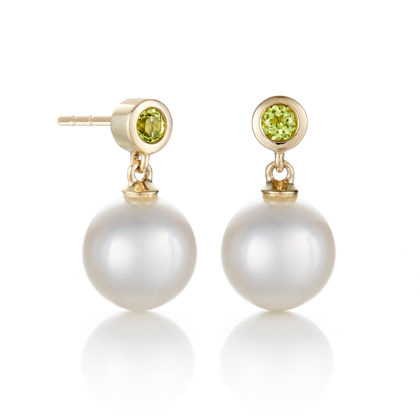 Peridot and White Pearl Drop Earrings