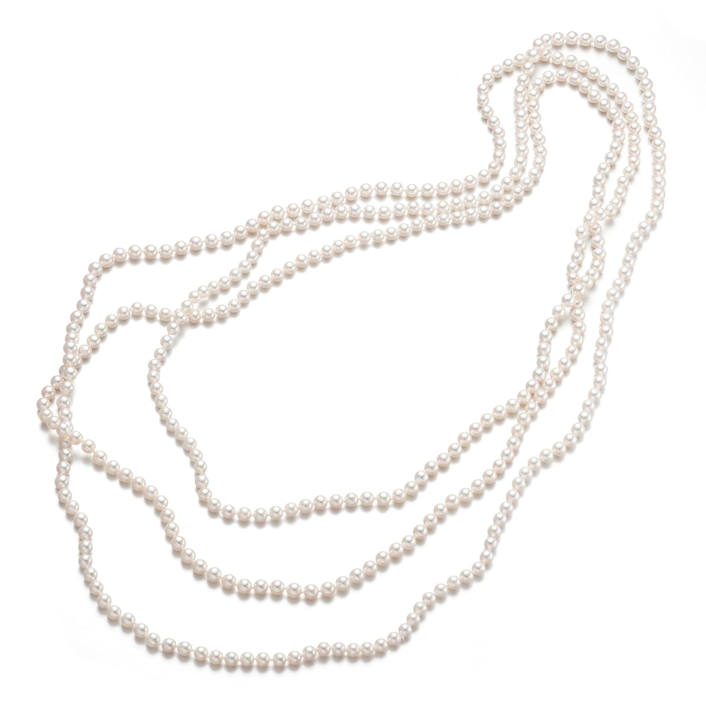 White Akoya Pearl Rope Necklace 4mm