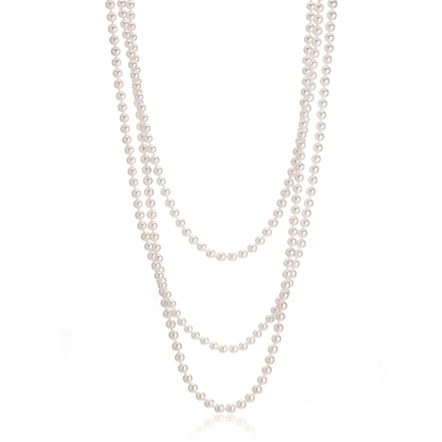 White Akoya Pearl Rope Necklace 4mm