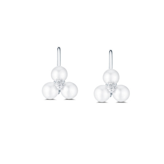 Trio of South Sea Pearls and Diamond Drop Earrings