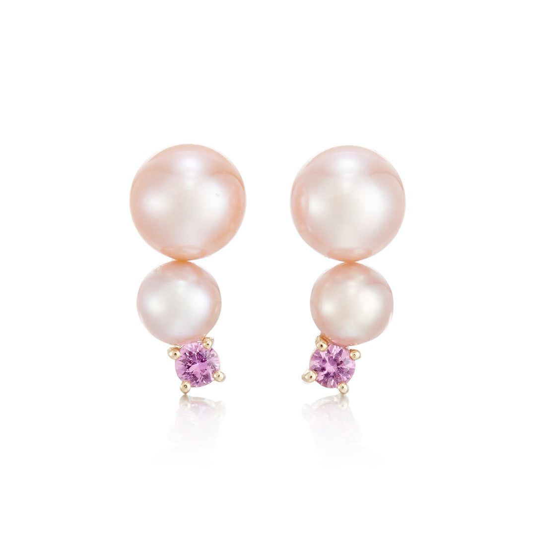 Pink Pearl and Pink Sapphire Climber Earrings