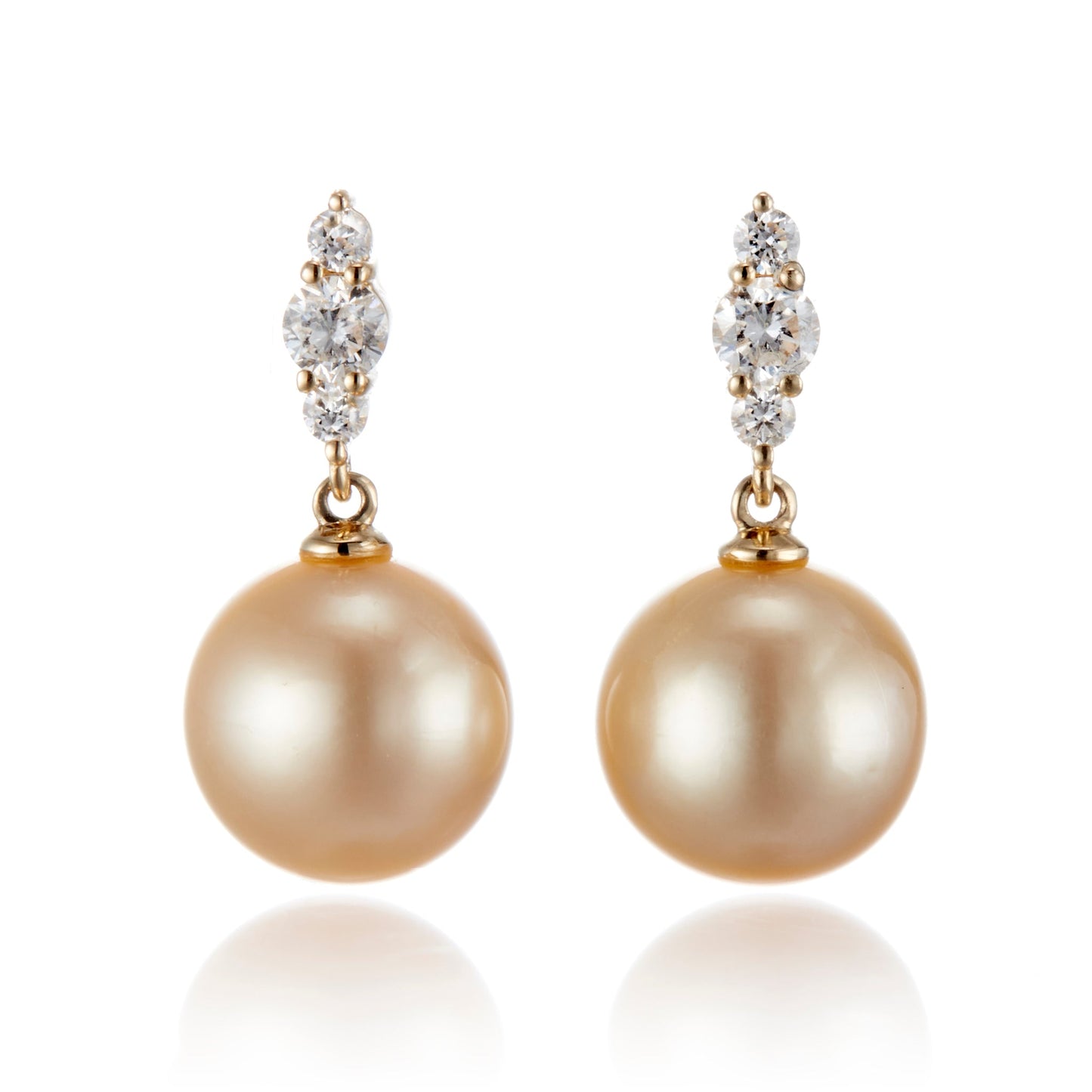 Golden South Sea Pearl and Diamond Earrings 1