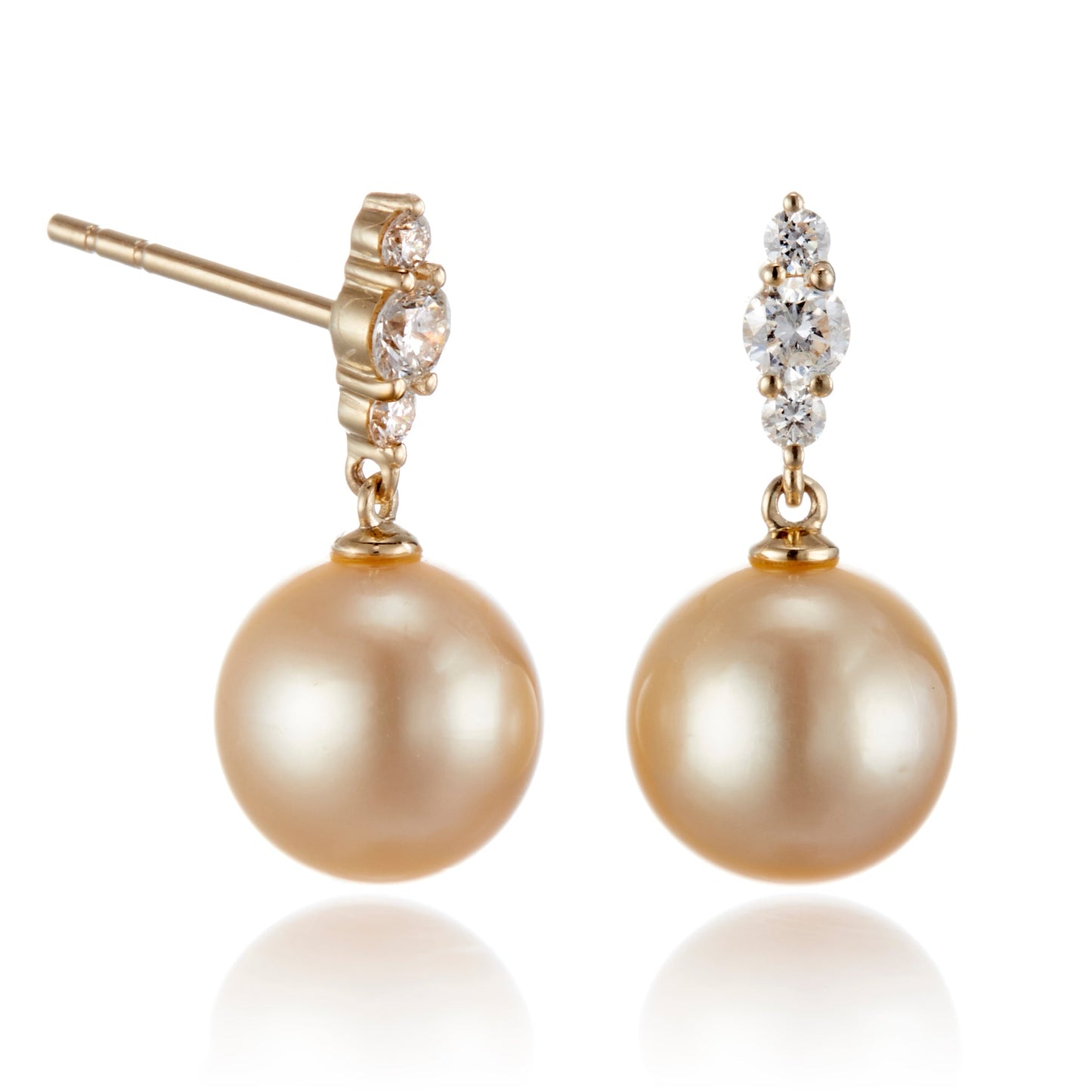 Golden South Sea Pearl and Diamond Earrings 1