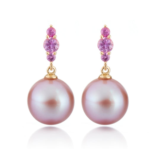 Pink Pearl and Pink Sapphire Earrings 1