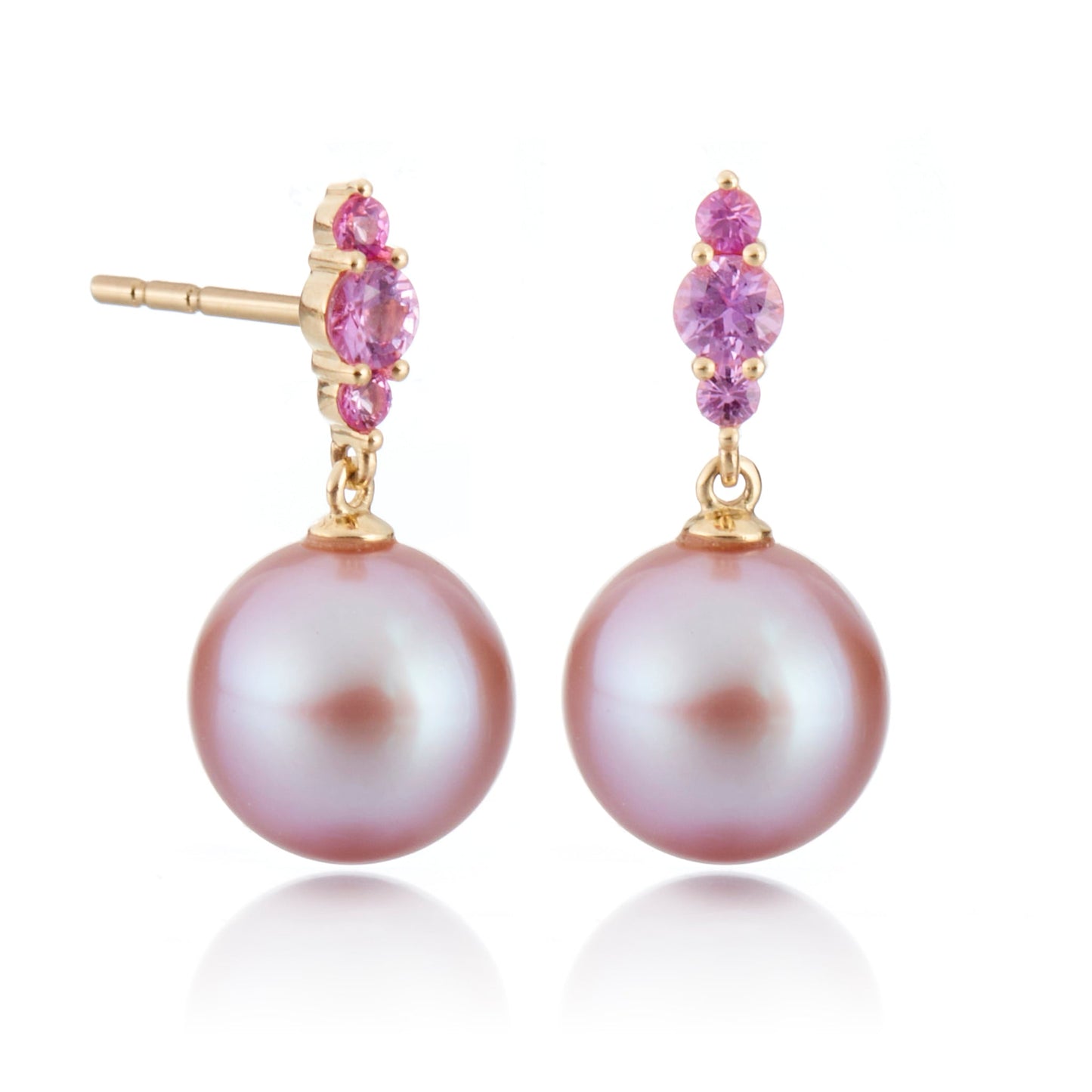 Pink Pearl and Pink Sapphire Earrings 1