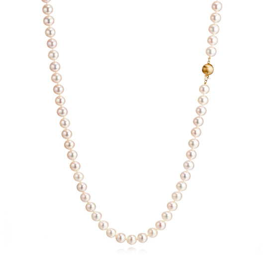 Long 8mm Pearl Necklace for Everyday Wear