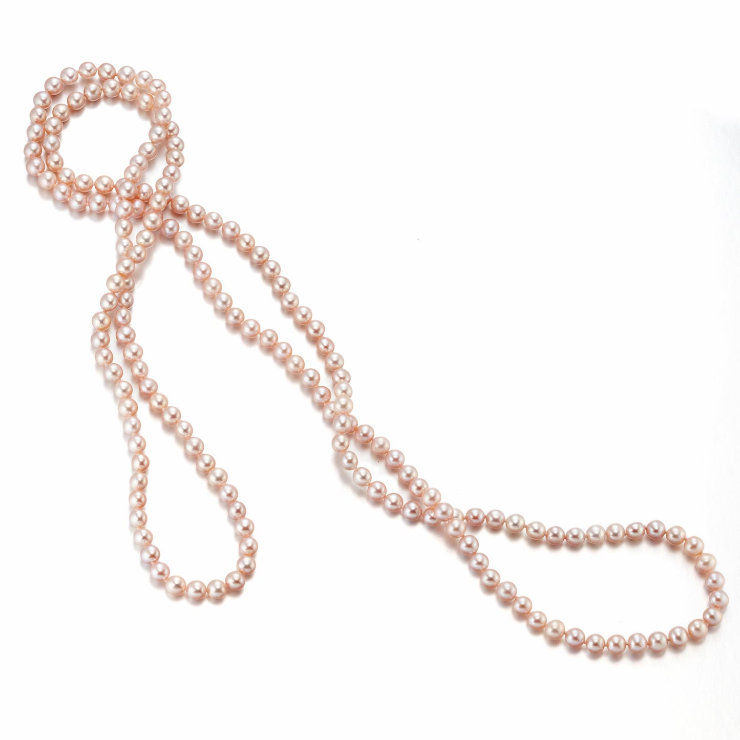 Pink Pearl Rope Necklace in 5mm Size