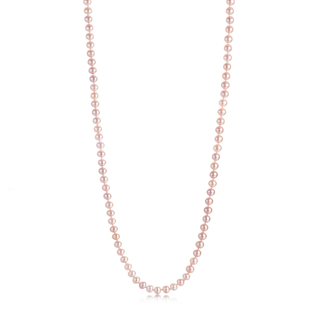 Pink Pearl Rope Necklace in 5mm Size