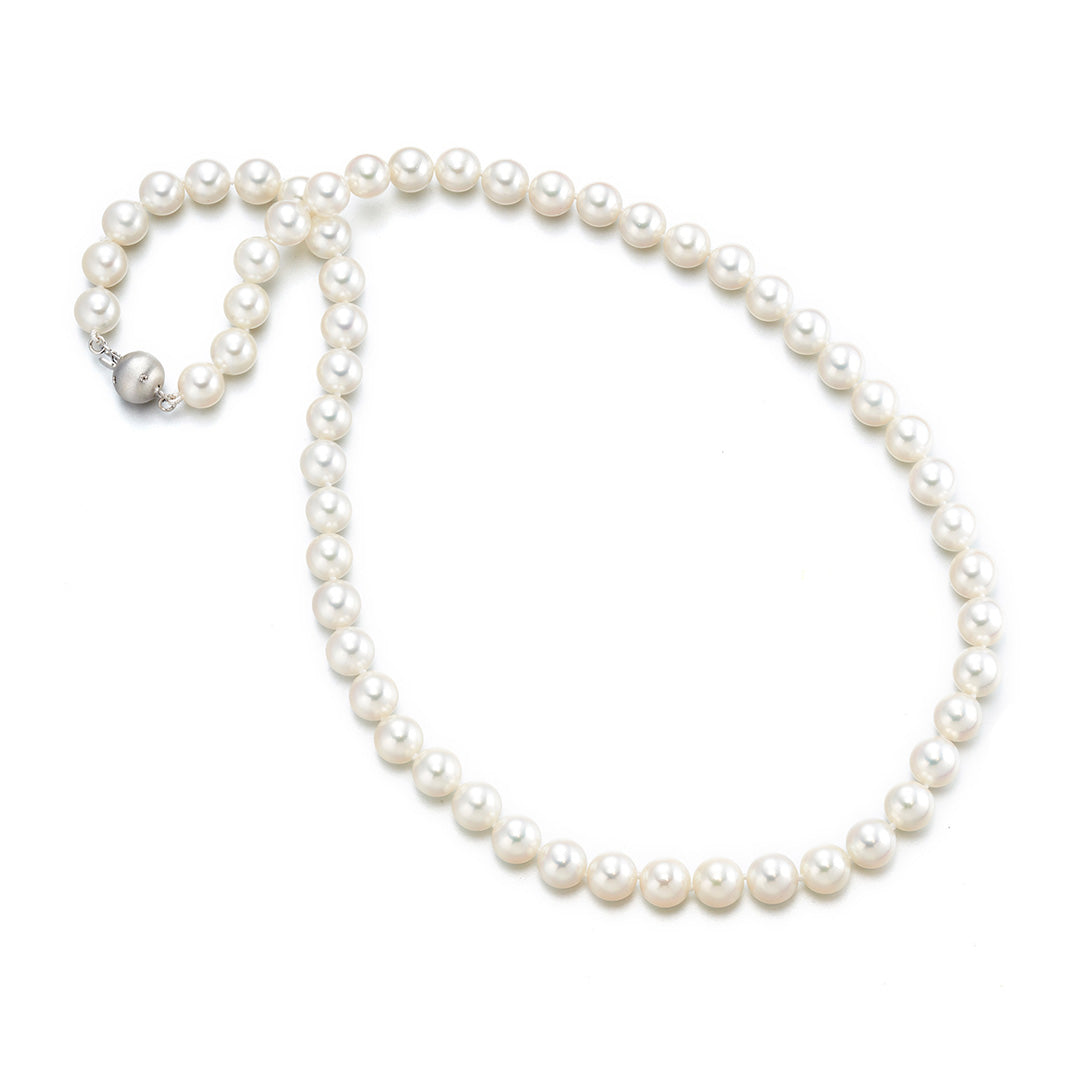 White Akoya Pearl Necklace 7mm Elegant Design