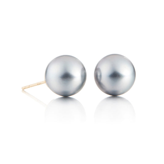 Silver Tahitian Pearl 10mm Stud Earrings