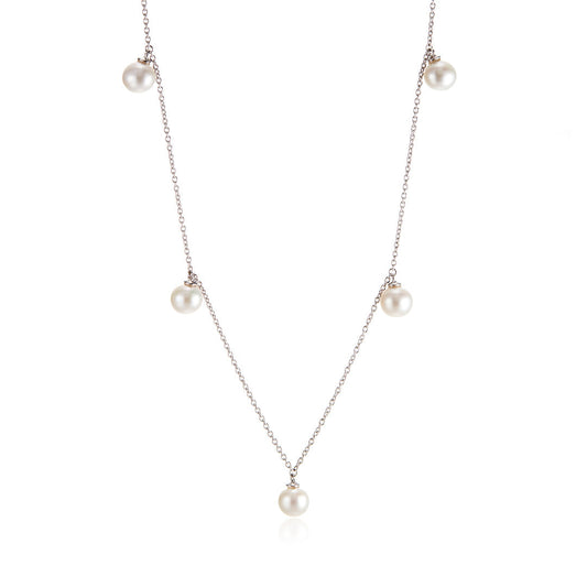 Elegant Five-Station Pearl Drop Necklace Design